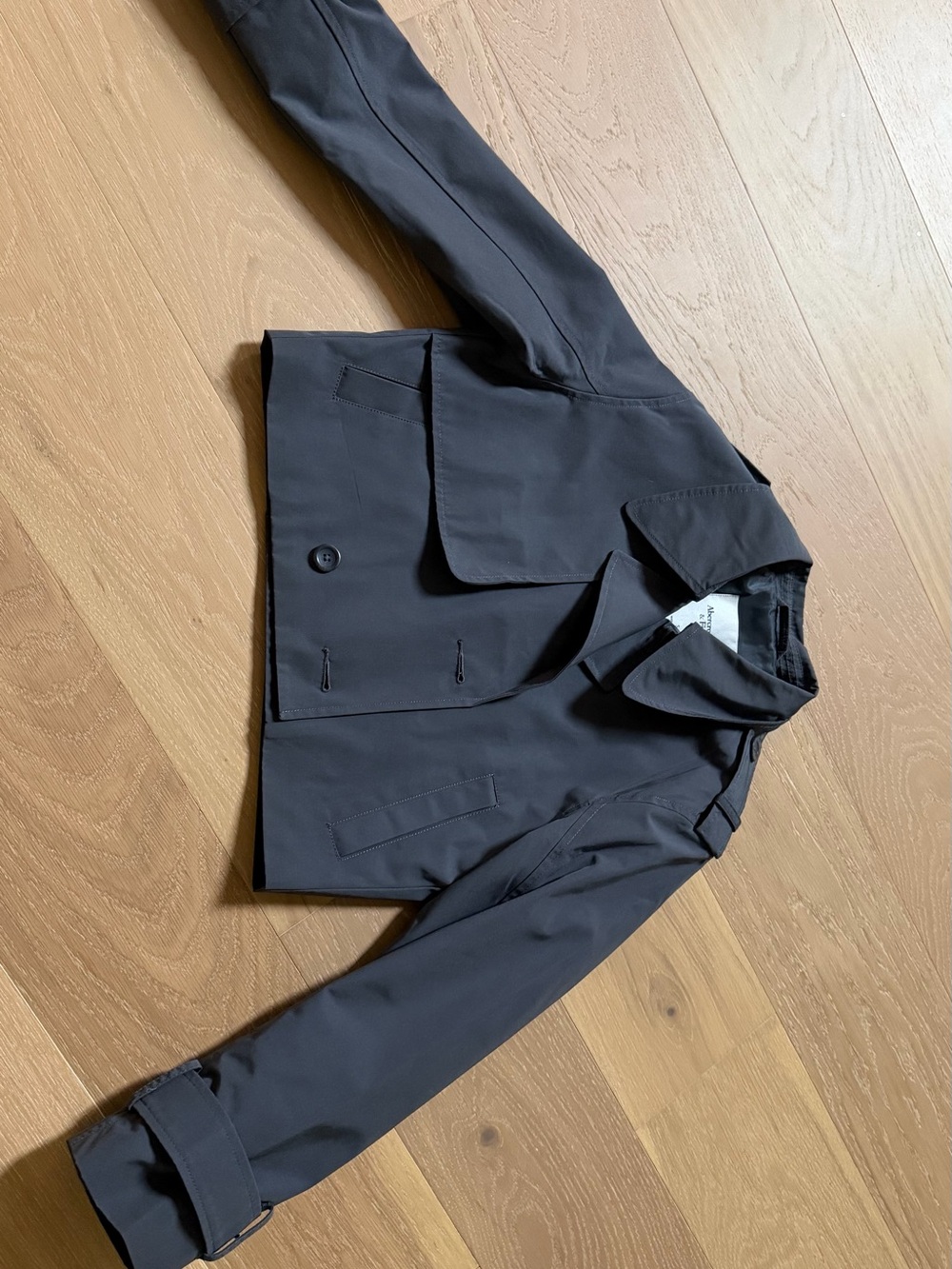 Abercrombie & Fitch Black Cropped Trench Coat